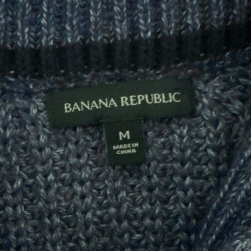 Banana Republic Cardigan Sweater Men's M Navy Blue Fisherman Cable Shawl Collar - Picture 6 of 6